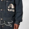 Seagull print & emb. denim jacket