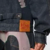 Seagull print & emb. denim jacket