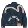 Seagull print & emb. denim jacket